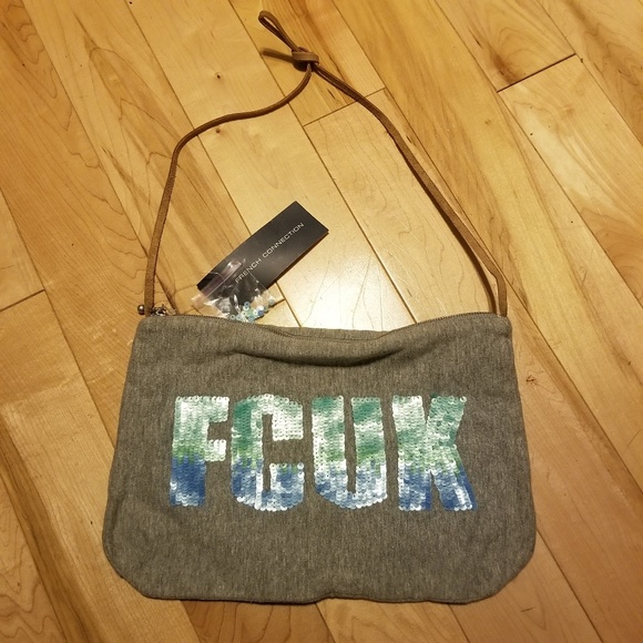 French Connection Handbags - NWT French Connection FCUK gray sequin purse